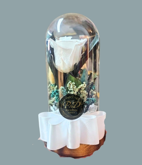 Rosa Eterna Blanca y Follaje