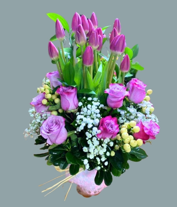 Pecera Rosas y Tulipanes