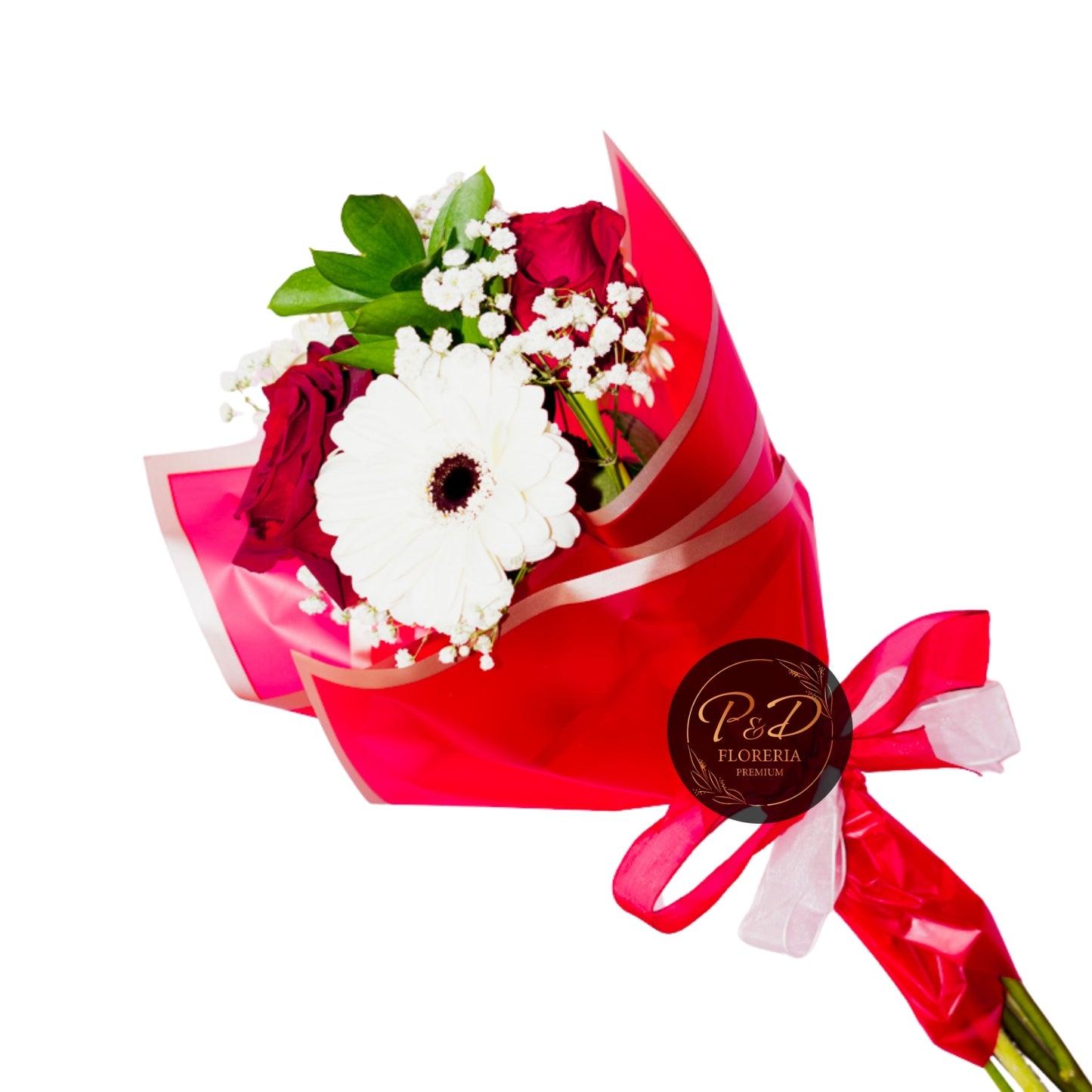 Ramo Rosas Rojas y Gerberas Blancas (6 Varas)