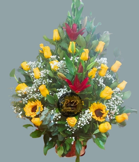 Arrimo Rosas, Liliums y Girasoles