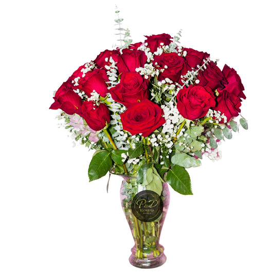 Florero 20 Rosas (Florero Tradicional)