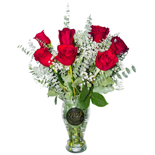 Florero 10 Rosas (Florero Tradicional)