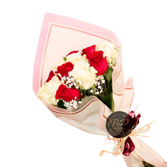 Ramo Rosas Rojas y Blancas 12 varas