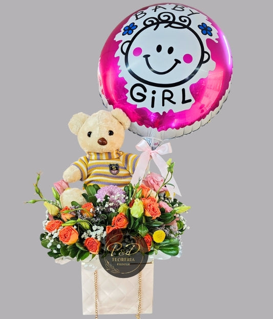 Carteria mix de flores + Peluche y globo