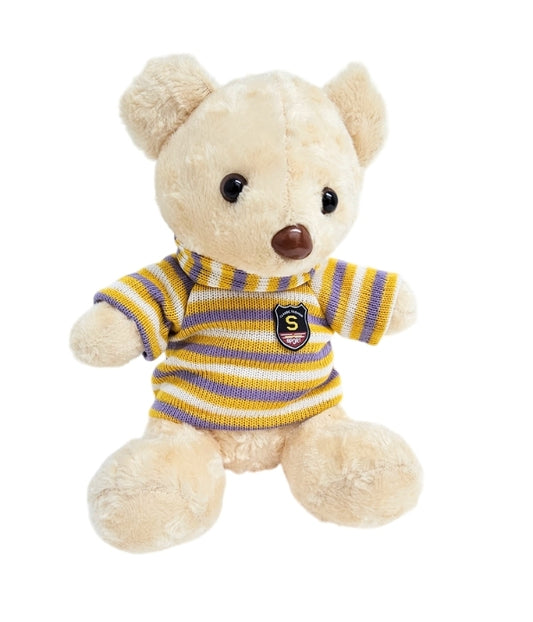 Peluche Oso Beige con Polera Rayada