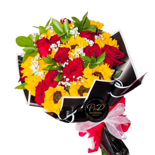 Ramo Rosas Rojas y Girasoles 24 Varas